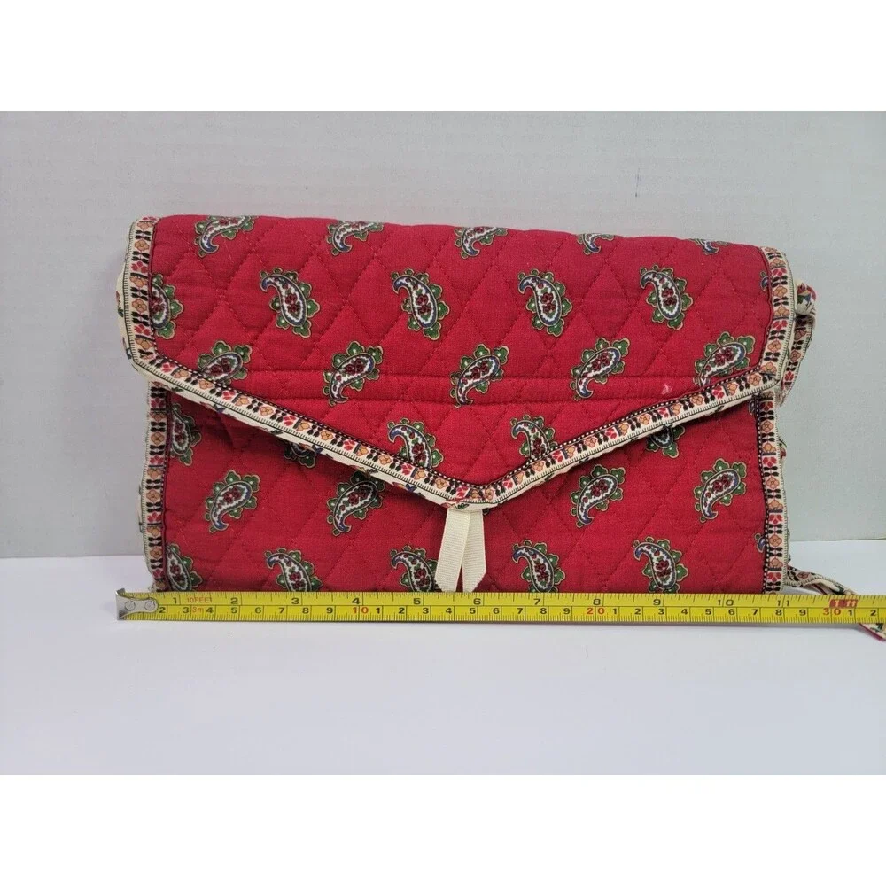 Red Paisley Quilted Hanging Travel Toiletry Cosmetic Jewelry Organizer Bag